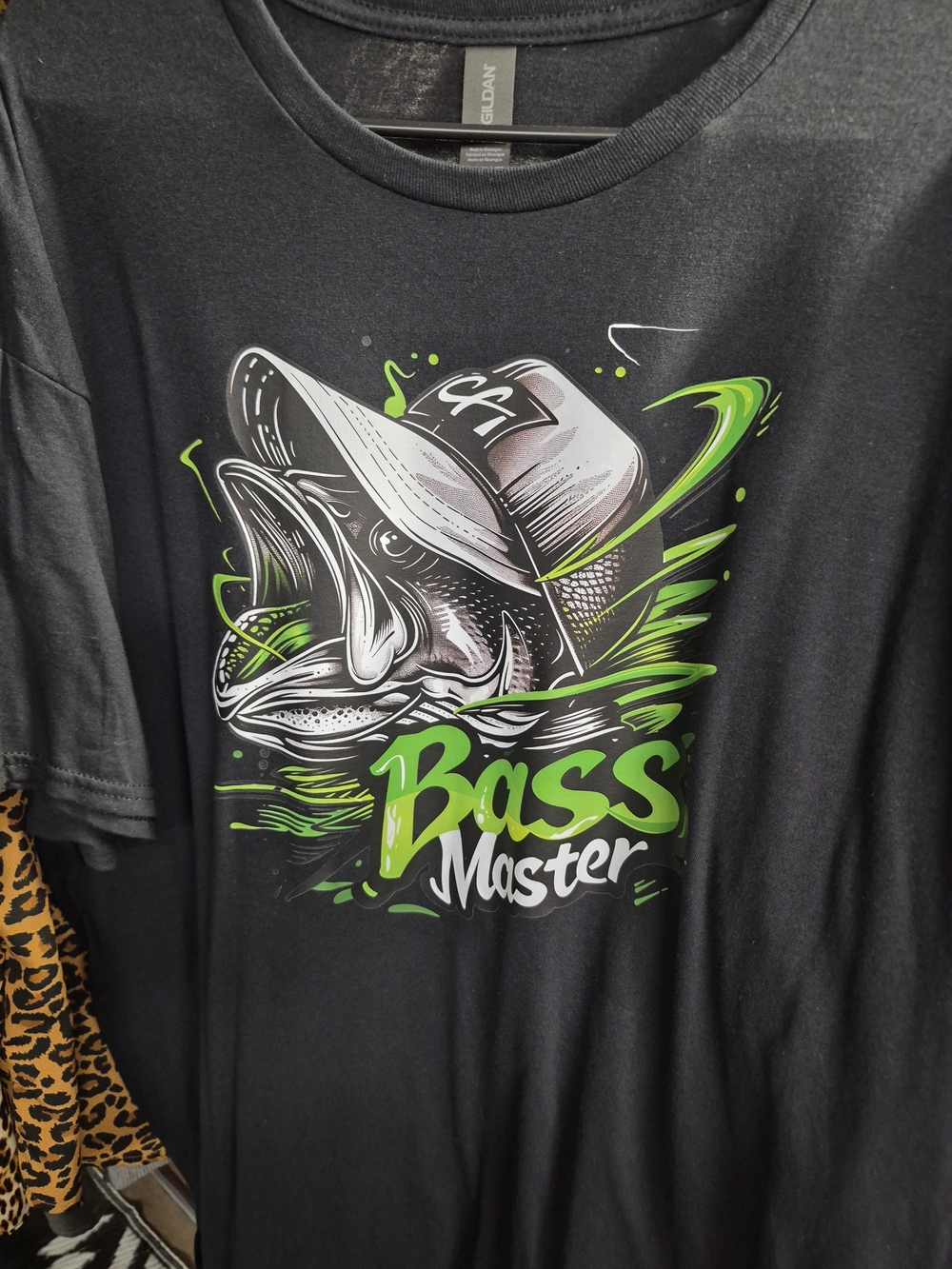 Men's Bass Master Graphic T-Shirt - Black with Green Print
